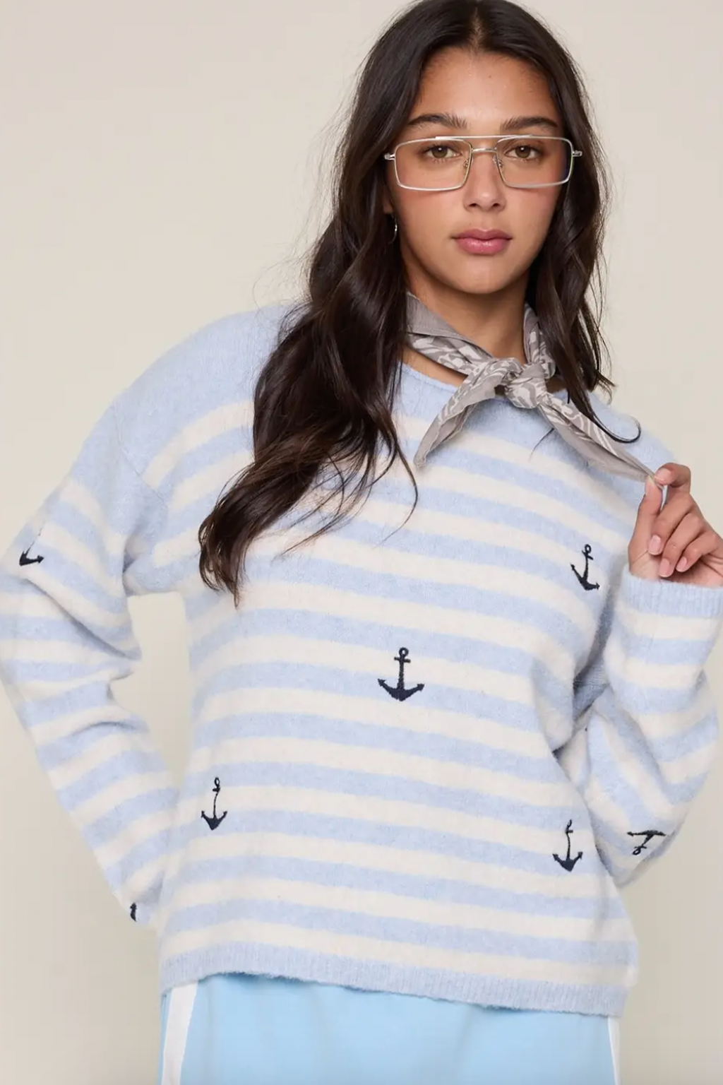 Brushed Stripe Anchor Sweater