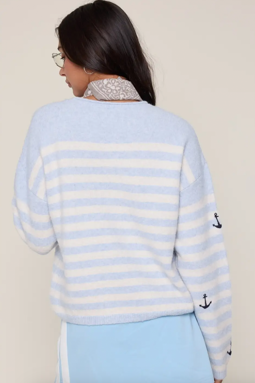 Brushed Stripe Anchor Sweater
