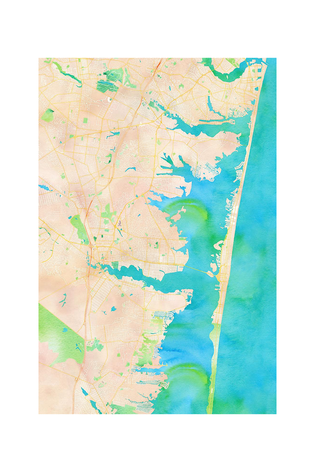 Lavallette Watercolor Map Blanket