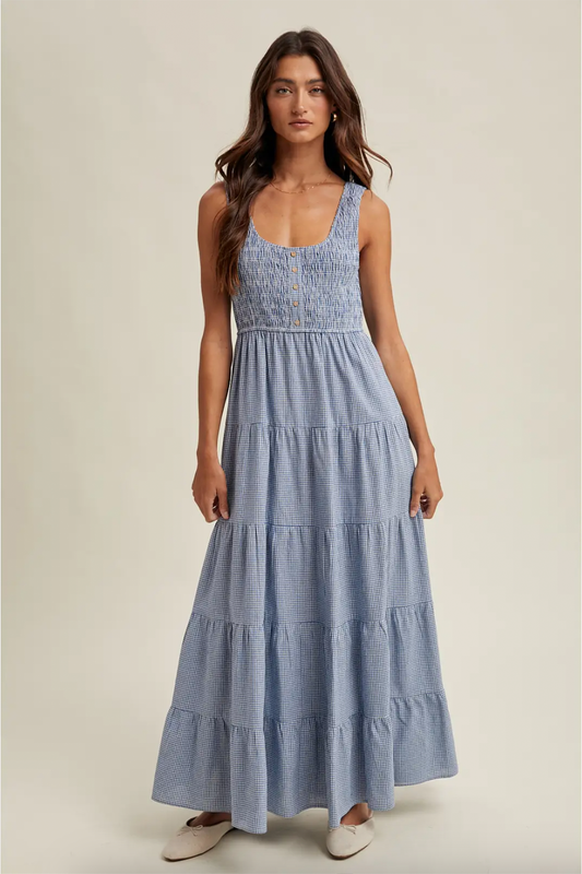 Plaid Tiered Midi Dress