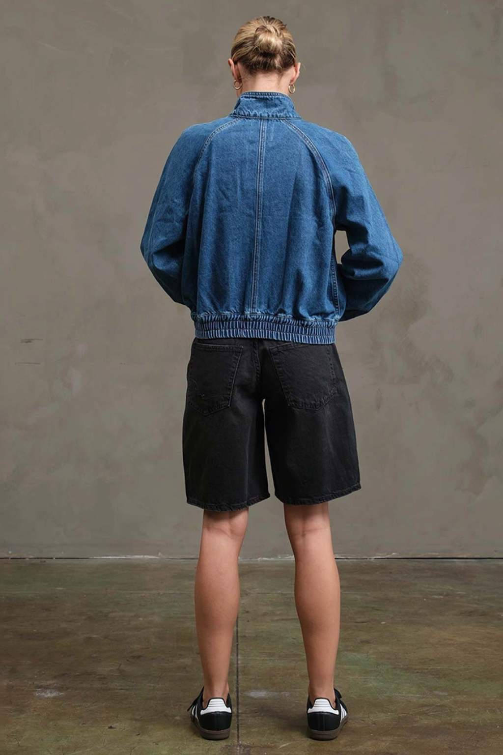 Washed Denim Bomber Jacket