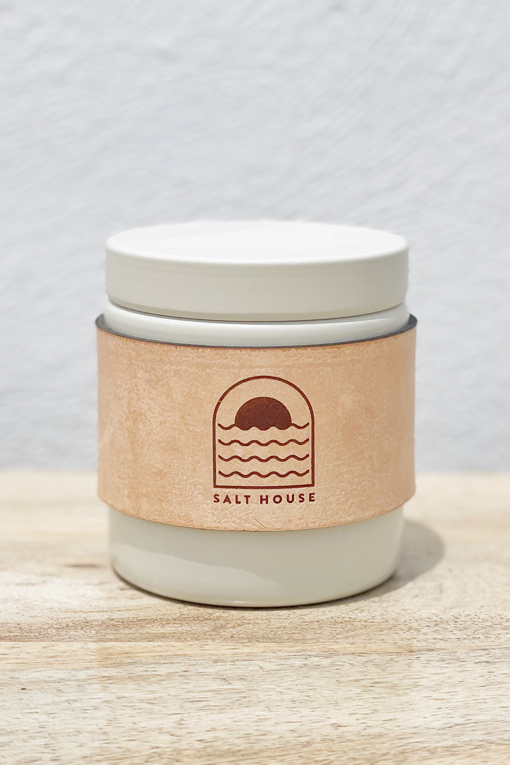 Leather Wrapped Salt House Candle