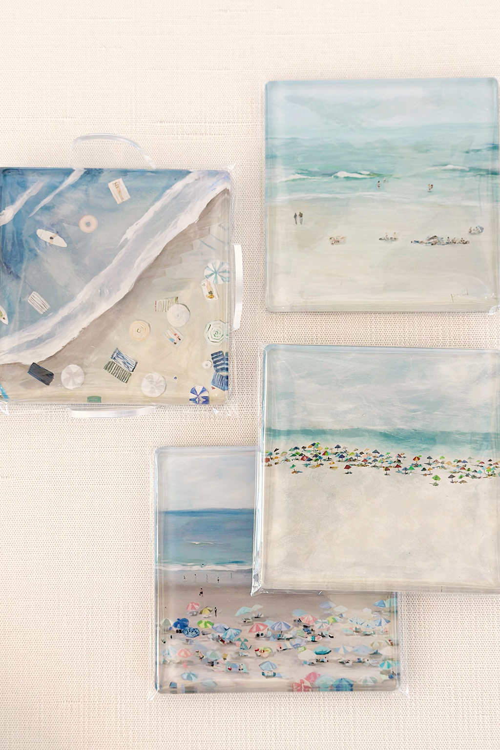 Beach Acrylic Coaster Set + Holder