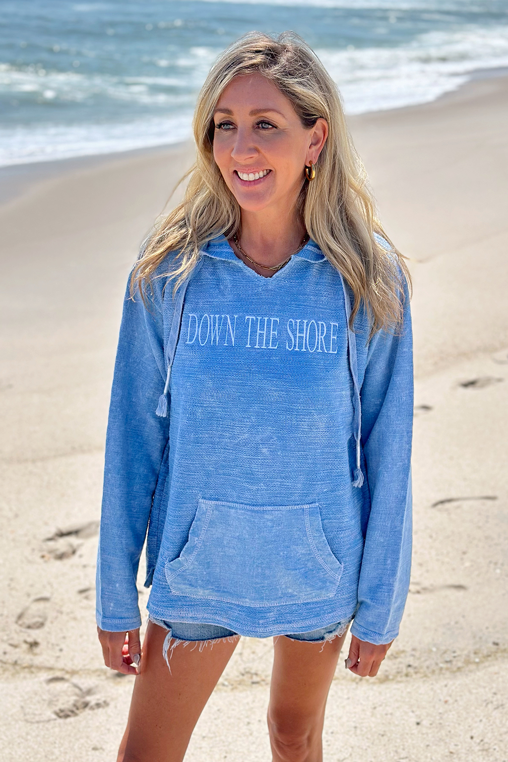 Down The Shore V Neck Terry Hoodie