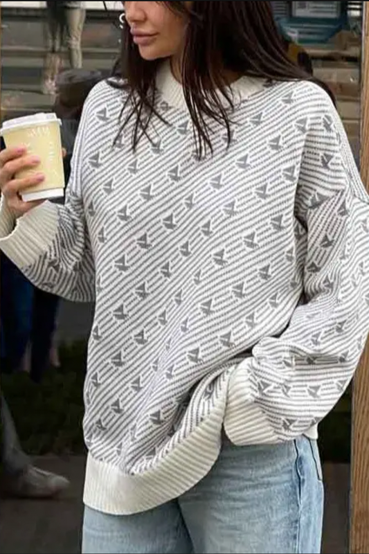 Sailboat Print Sweater