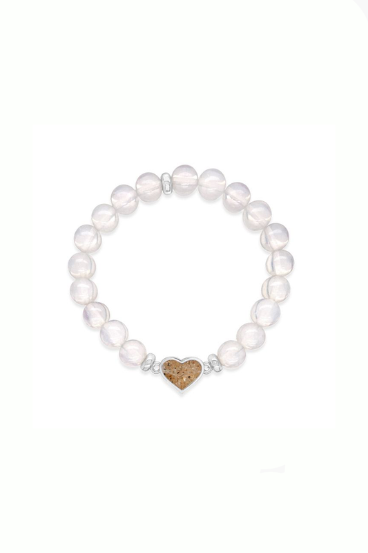 Heart Beaded Bracelet - Opal