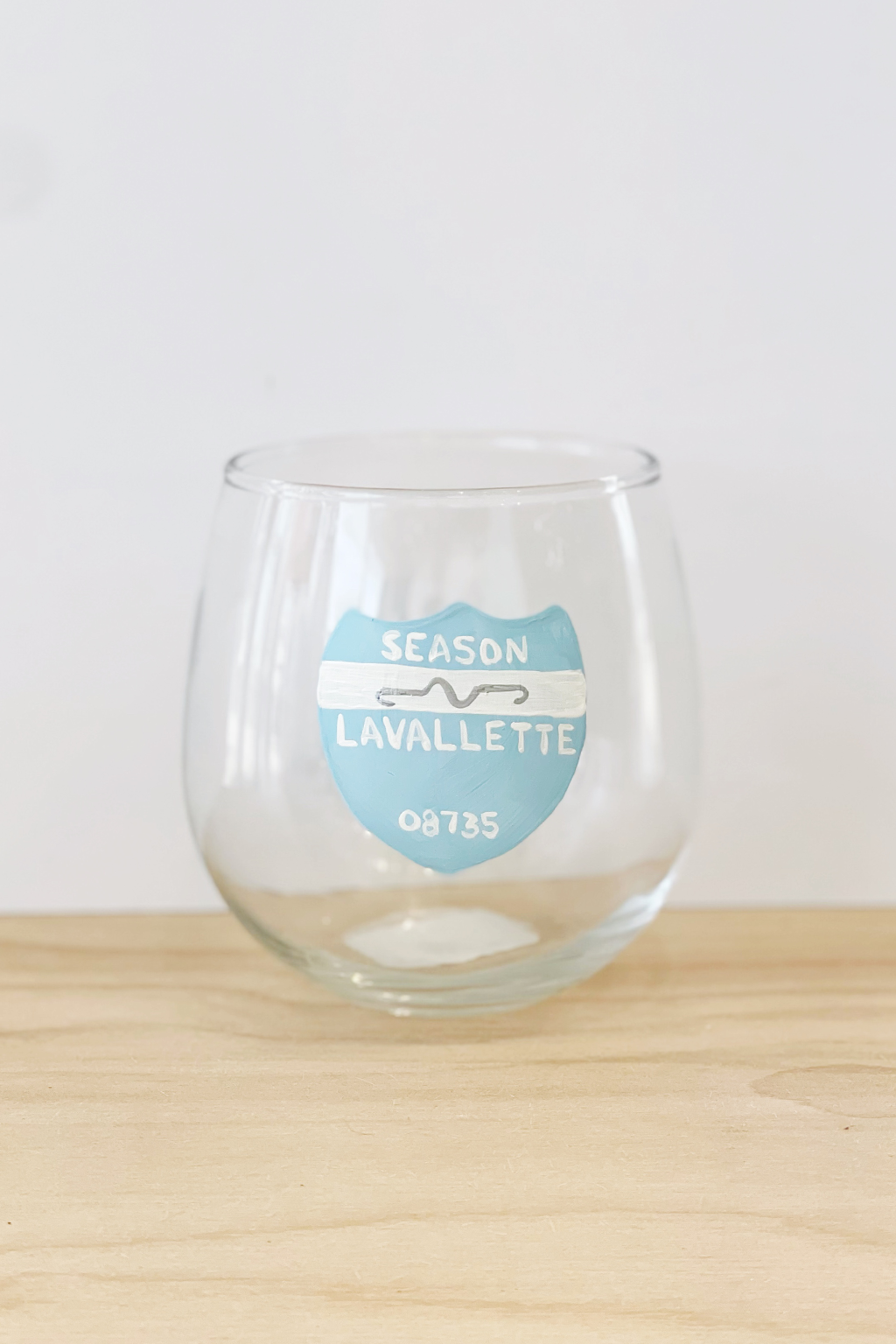 Beach Badge Wine Glass
