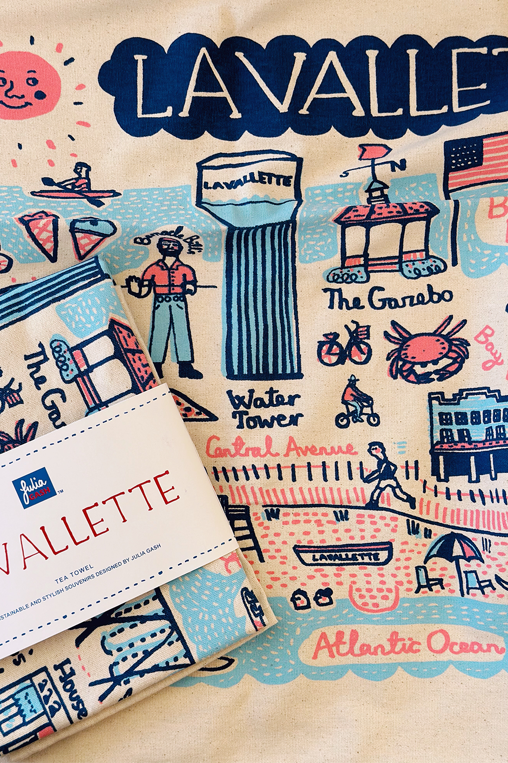 Lavallette Town Map Tea Towel