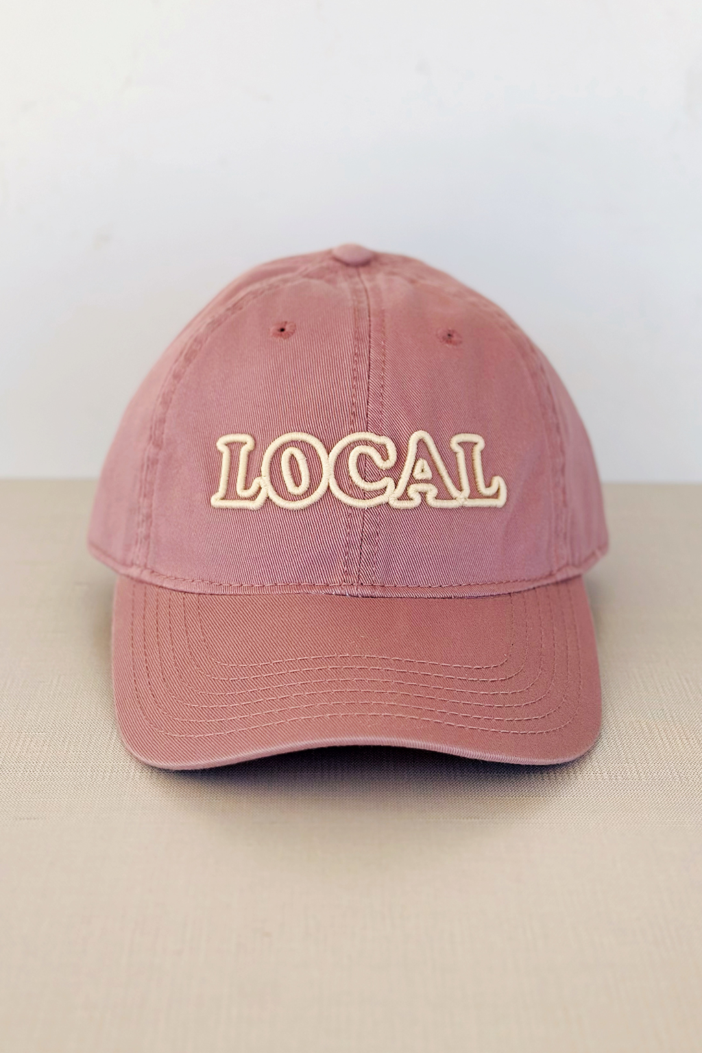 Local Bubble Embroidered Hat Dusty Rose