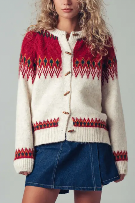 Nordic Pattern Toggle Cardigan