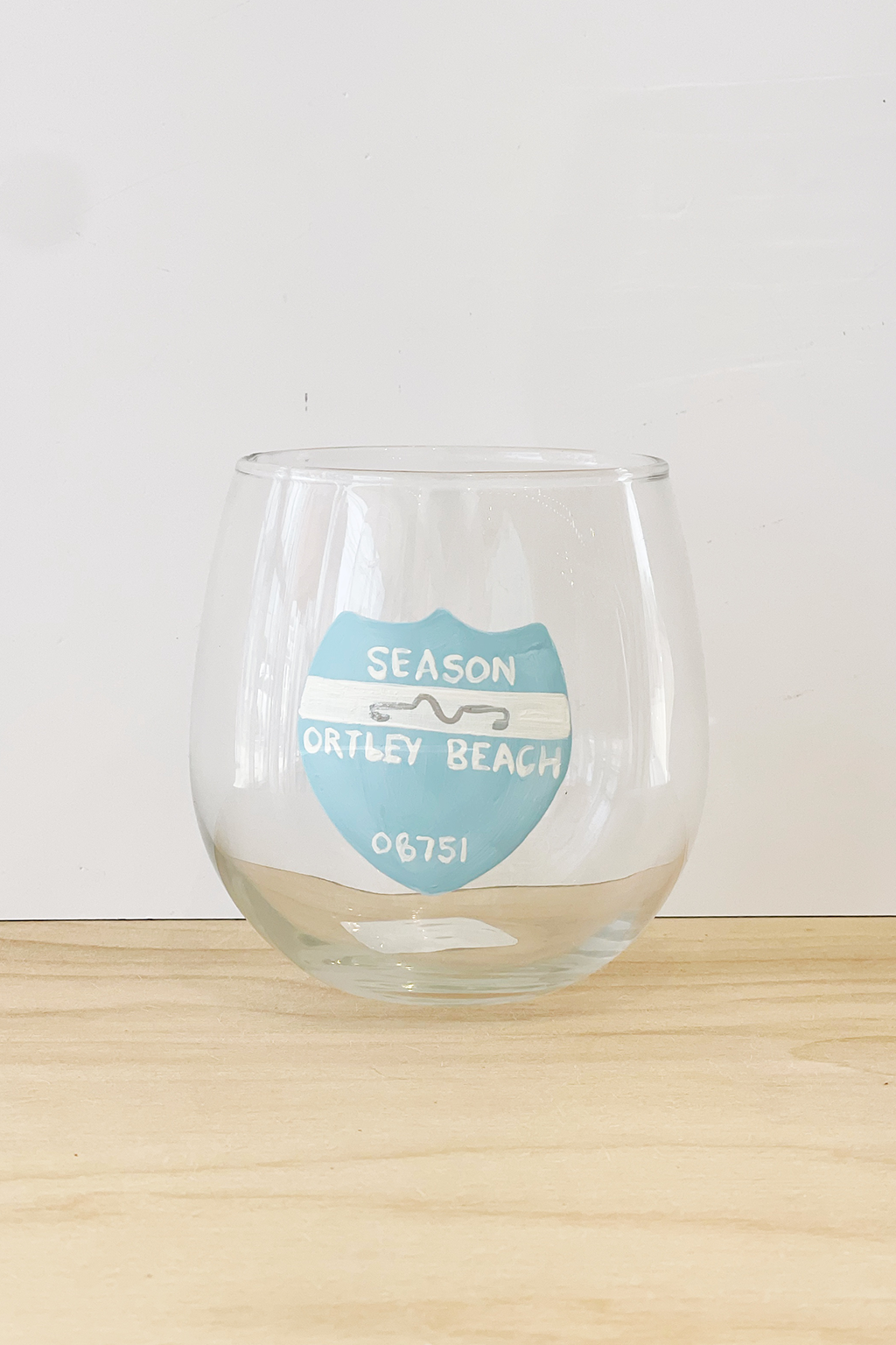 Beach Badge Wine Glass