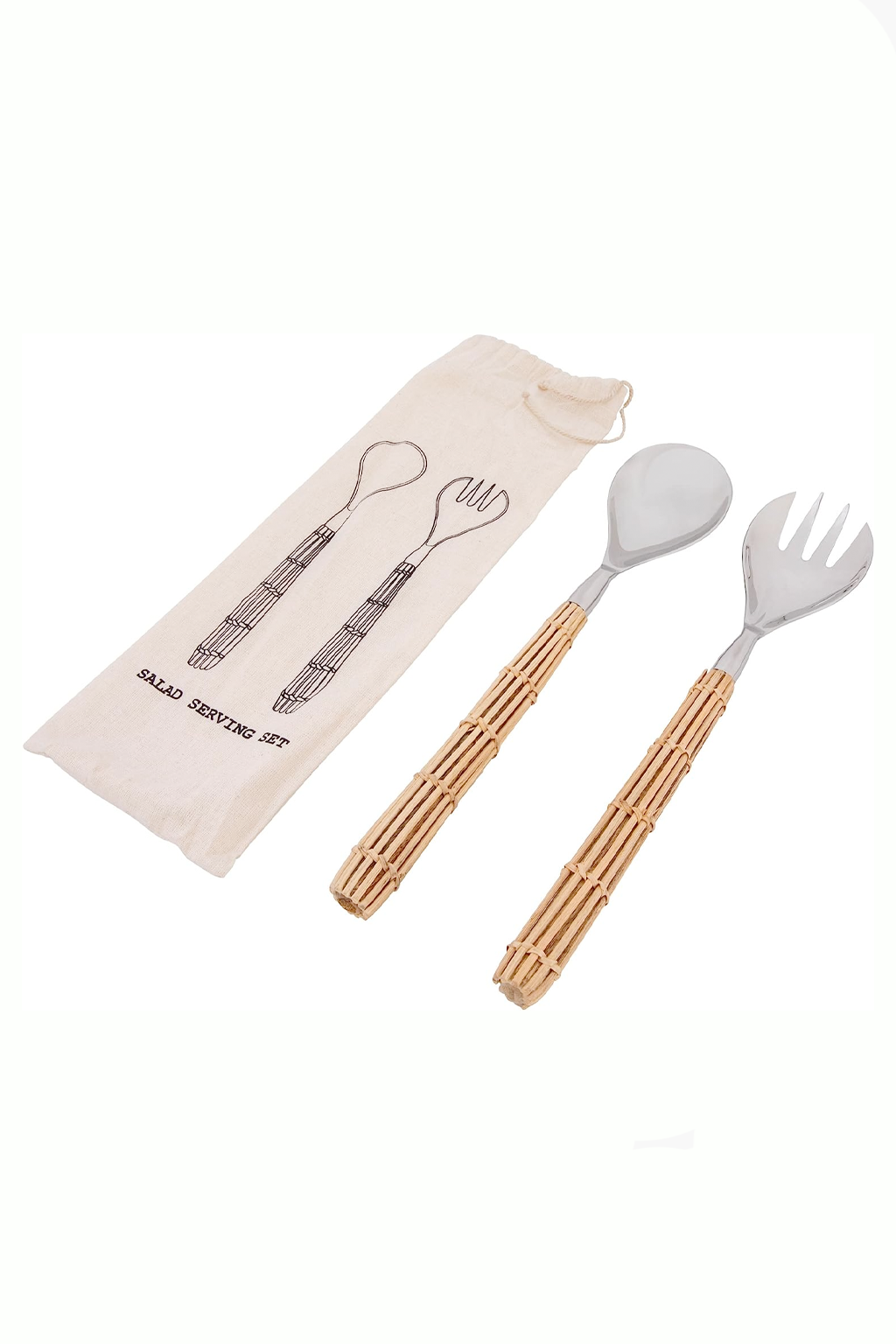 Rattan Salad Server Set