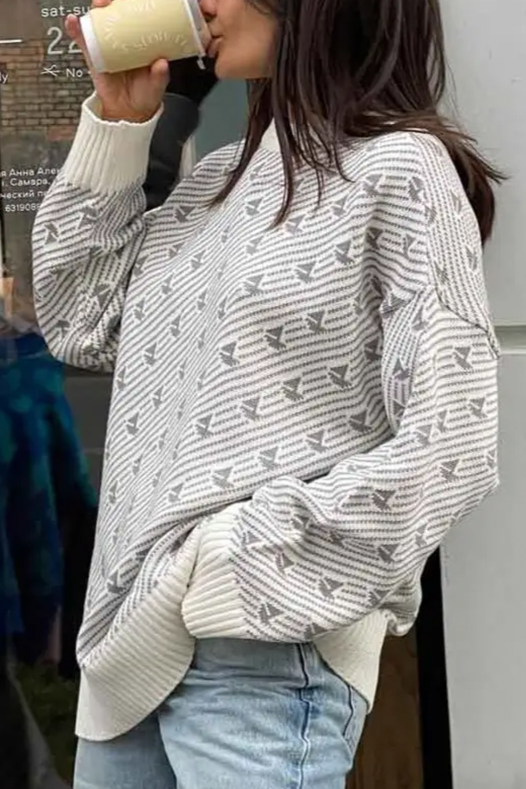 Sailboat Print Sweater