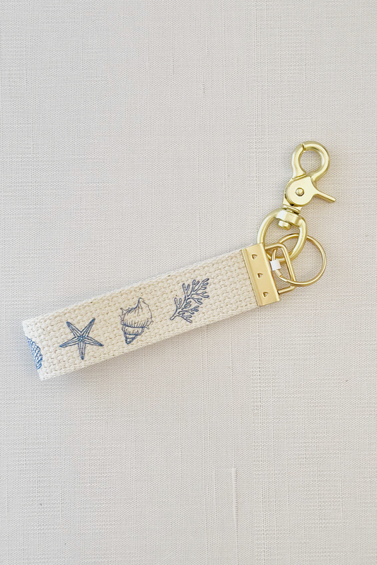 Sea Shells Canvas Keychain