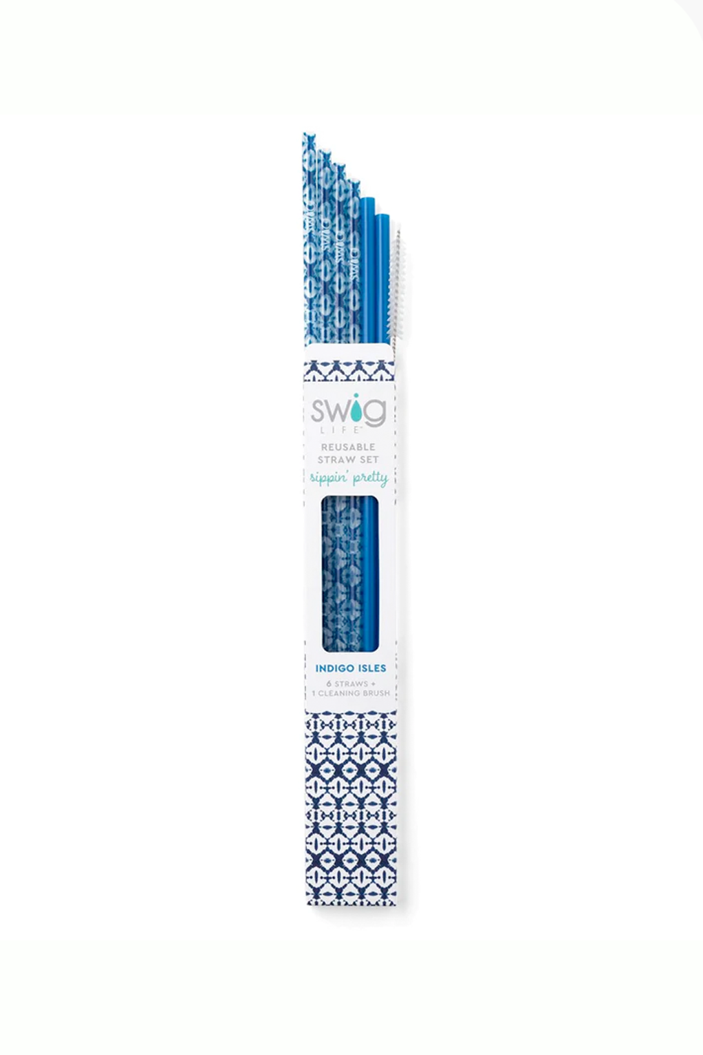 Tall Reusable Straw Set - Indigo Isle Blue