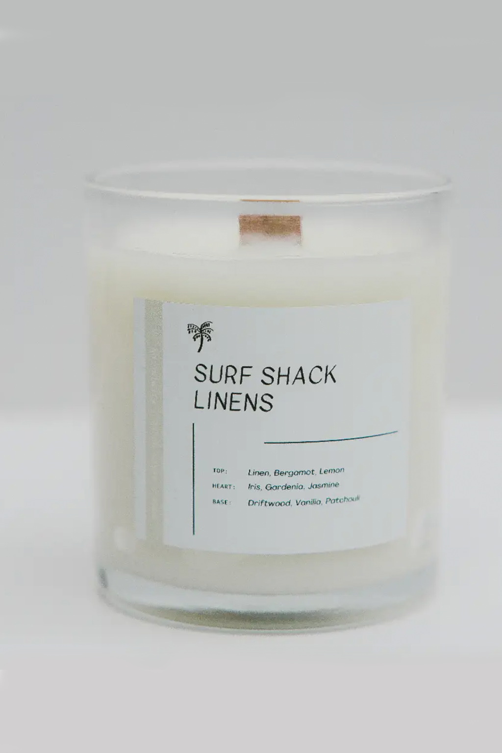 Surf Shack Linens Wood Wick Candle