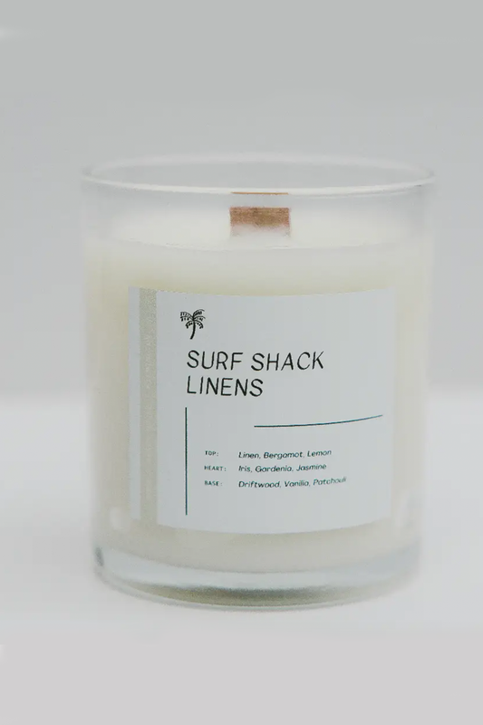 Surf Shack Linens Wood Wick Candle
