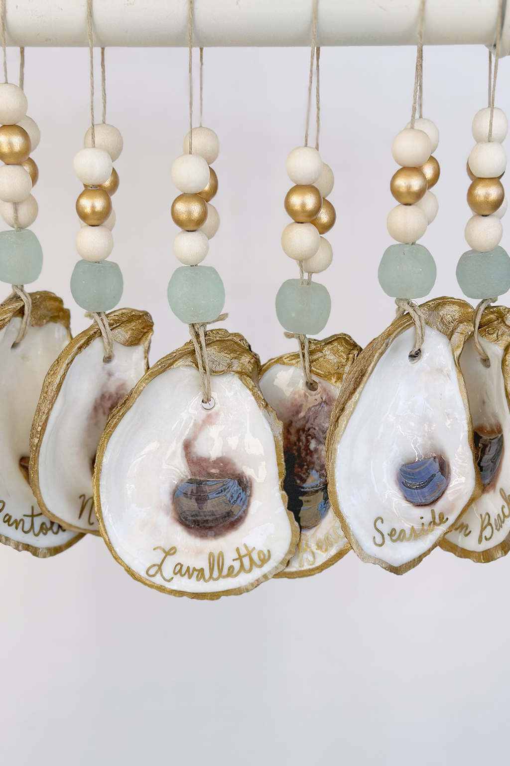 Shore Town Oyster Shell Ornament Seafoam