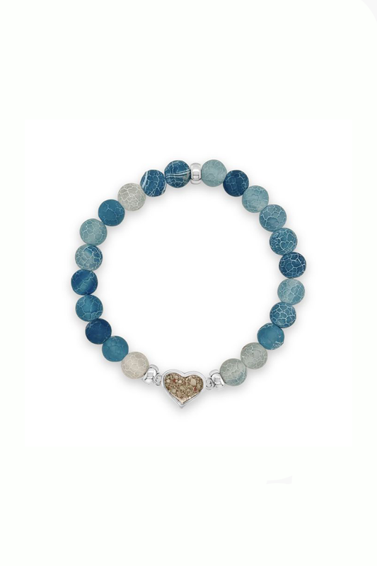 Heart Beaded Bracelet - Weathered Agate